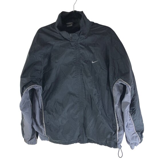 Nike Mens Windbreaker Jacket Fabric Lined Black Gray M - Picture 1 of 4